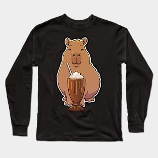 Capybara Chocolate Milkshake Long Sleeve T-Shirt